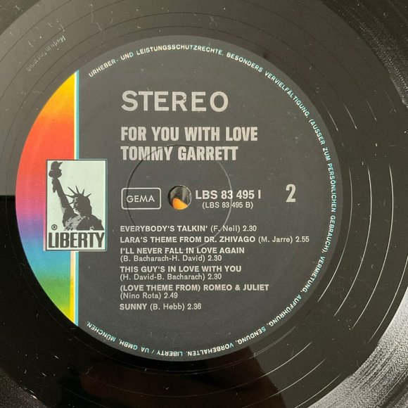 Tommy Garrett: For You With Love Vintage Vinyl Record - Picture 8 of 9